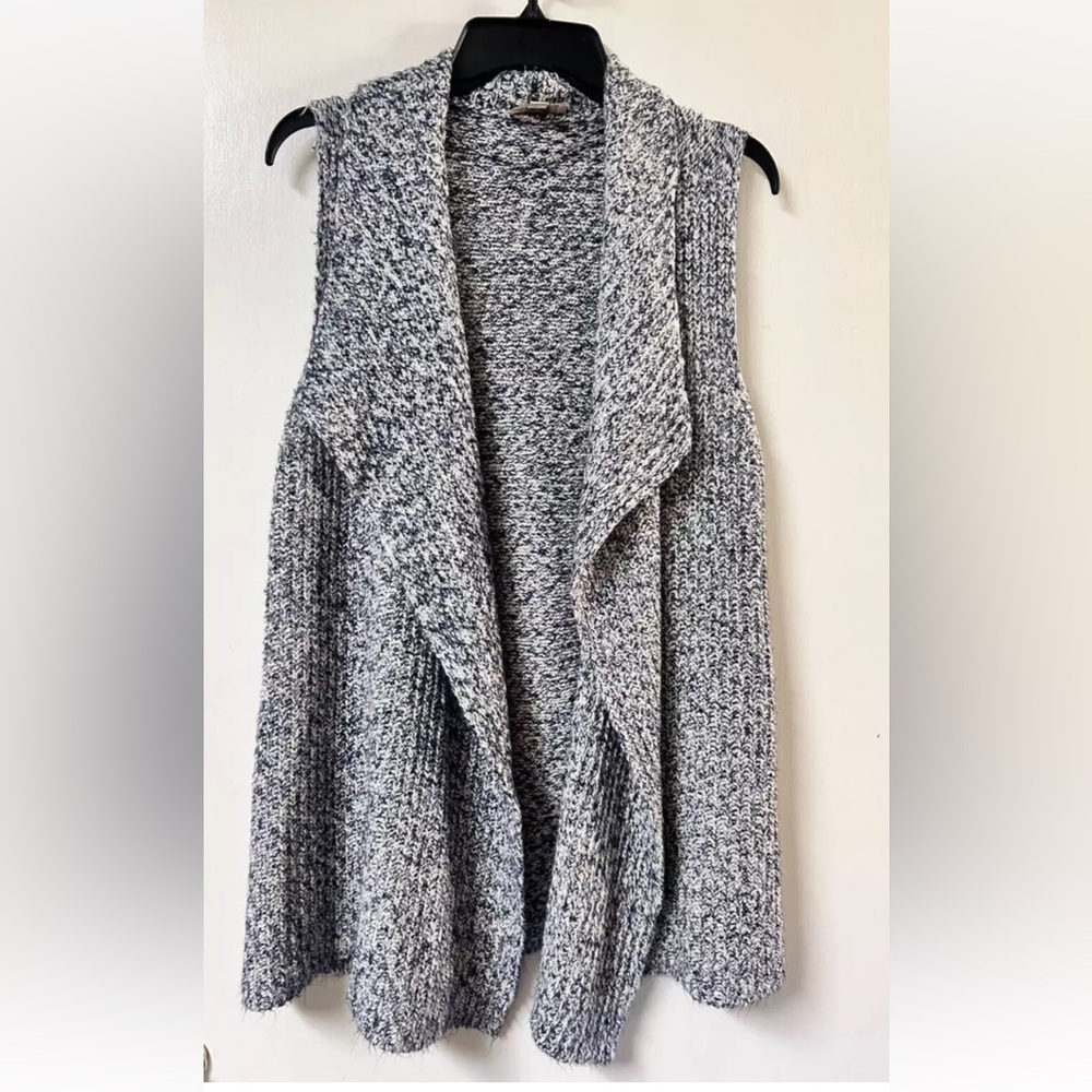 Loft Knit Lapel Cardigan Vest Open Front Size Large Sleeveless Langenlook
